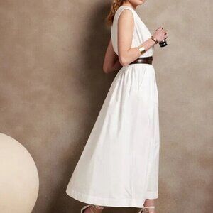Banana Republic Mixed Media Cotton Poplin Maxi Dress White Size XS RT$140